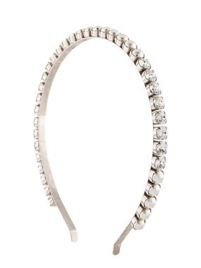 MIU MIU Silver Crystal and Pearl Headband Tiara Like New and Authentic